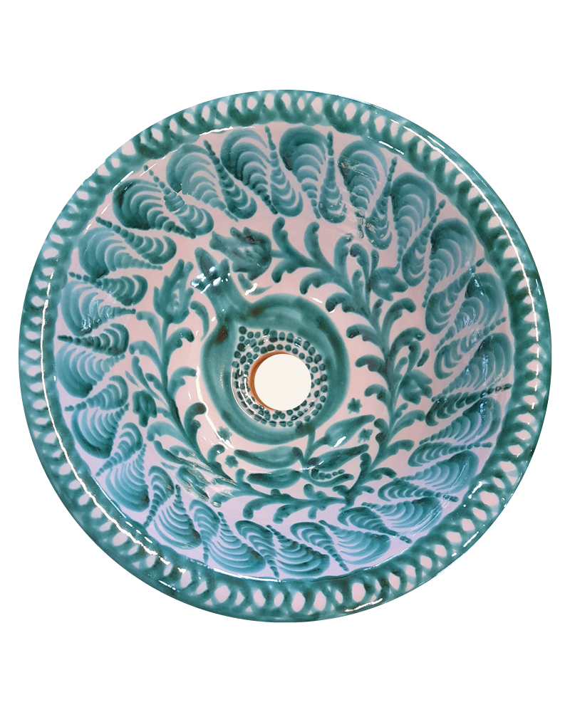 Alberca Fajalauza Glazed Ceramic Sink in Green — CASA PLETÓRICA